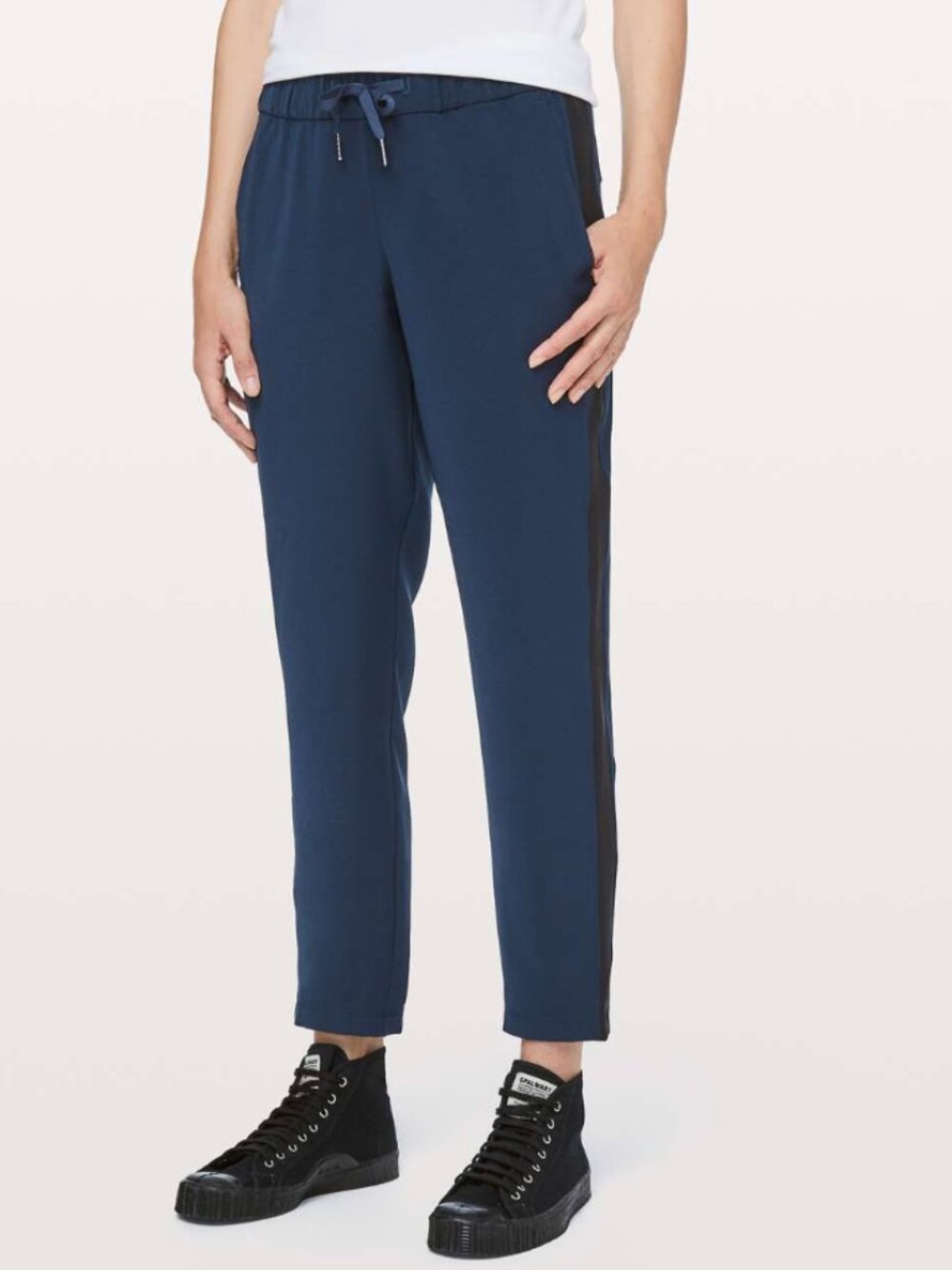 Lululemon On The Fly Pant Woven *Track Stripe True Navy Black 6